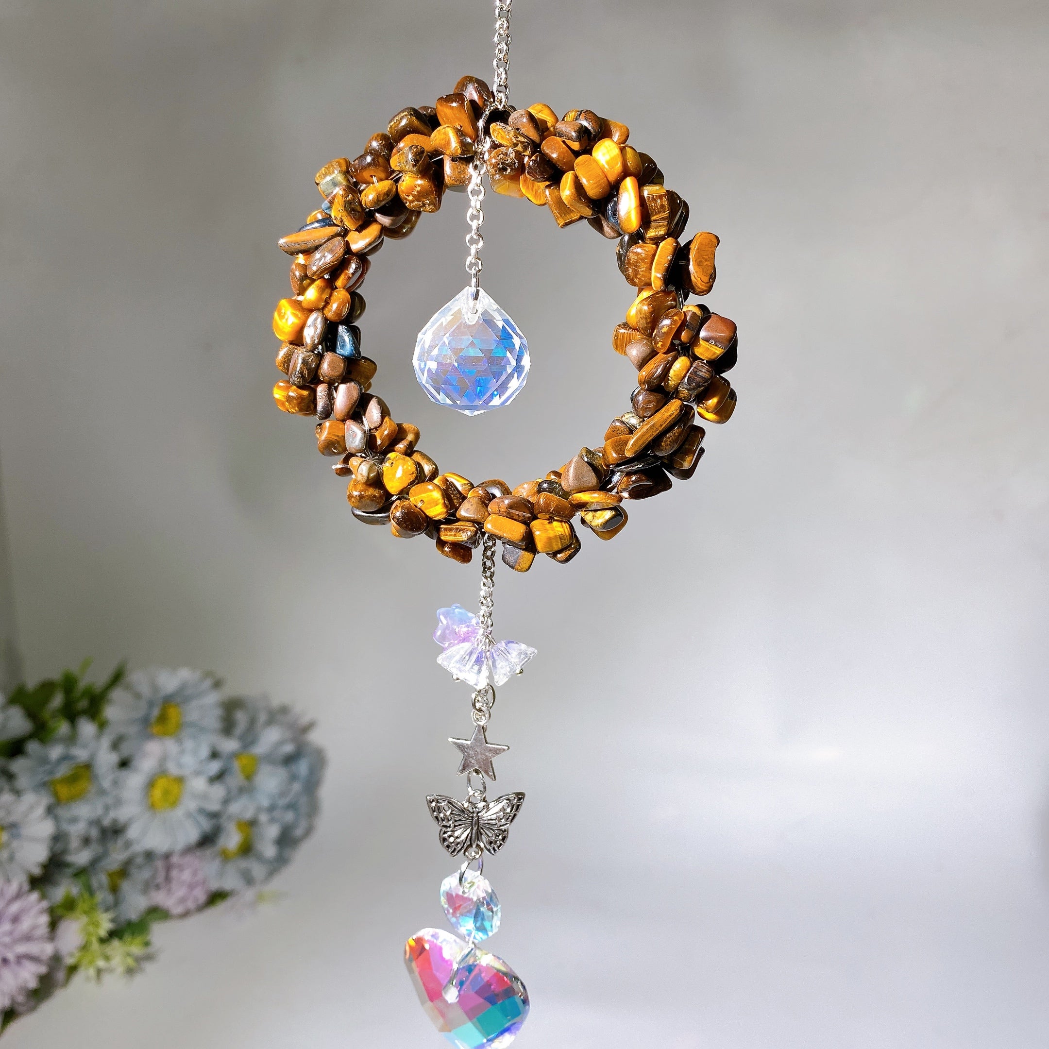 25-28cm Crystal Chips Suncatcher for Sunlight Energy Healing