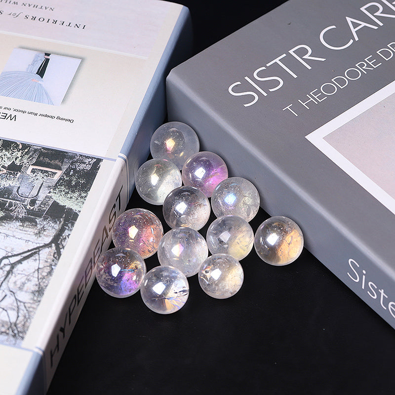 250g Aura Clear Quartz Crystal Sphere 15mm Healing Orb