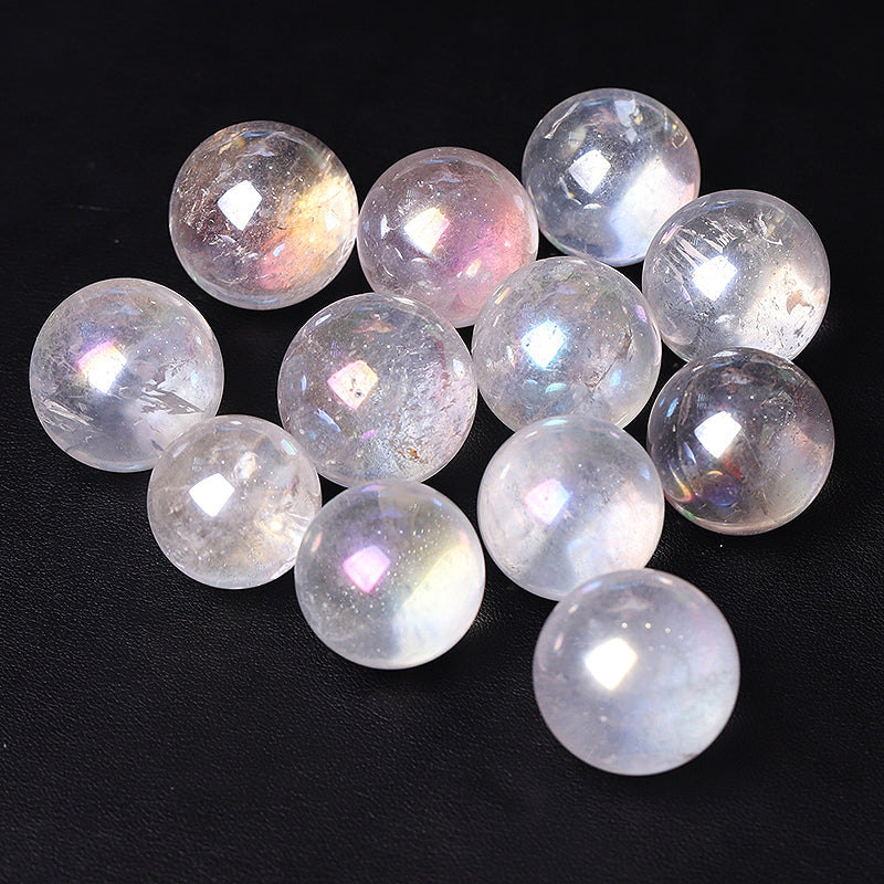 250g Aura Clear Quartz Crystal Sphere 15mm Healing Orb