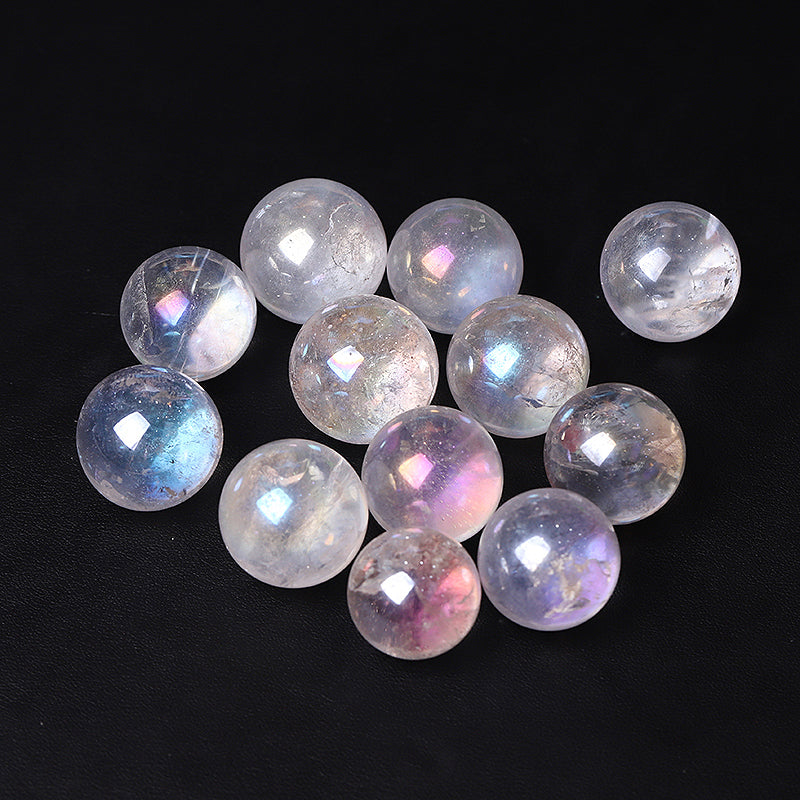 250g Aura Clear Quartz Crystal Sphere 15mm Healing Orb