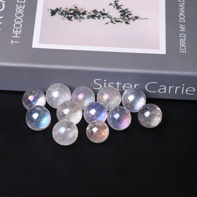 250g Aura Clear Quartz Crystal Sphere 15mm Healing Orb
