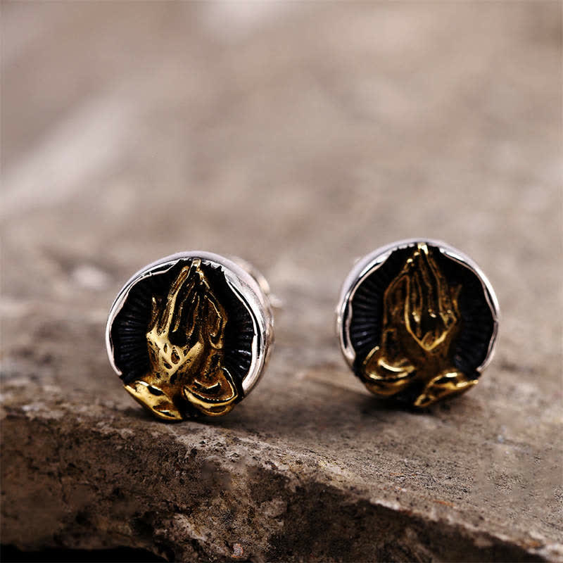 925 Sterling Silver Namaste Spiritual Stud Earrings for Equality & Protection
