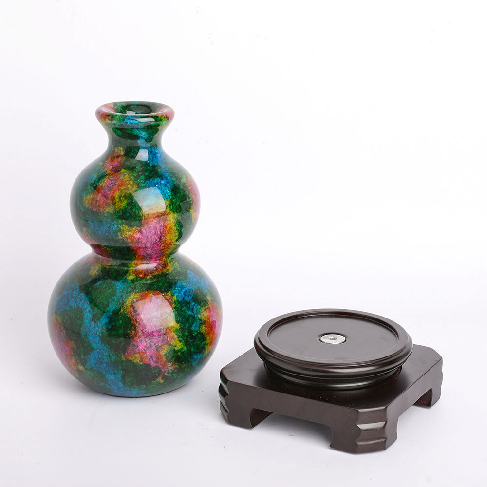 25cm Seven-Color Jade Vase with Base for Zen Decor