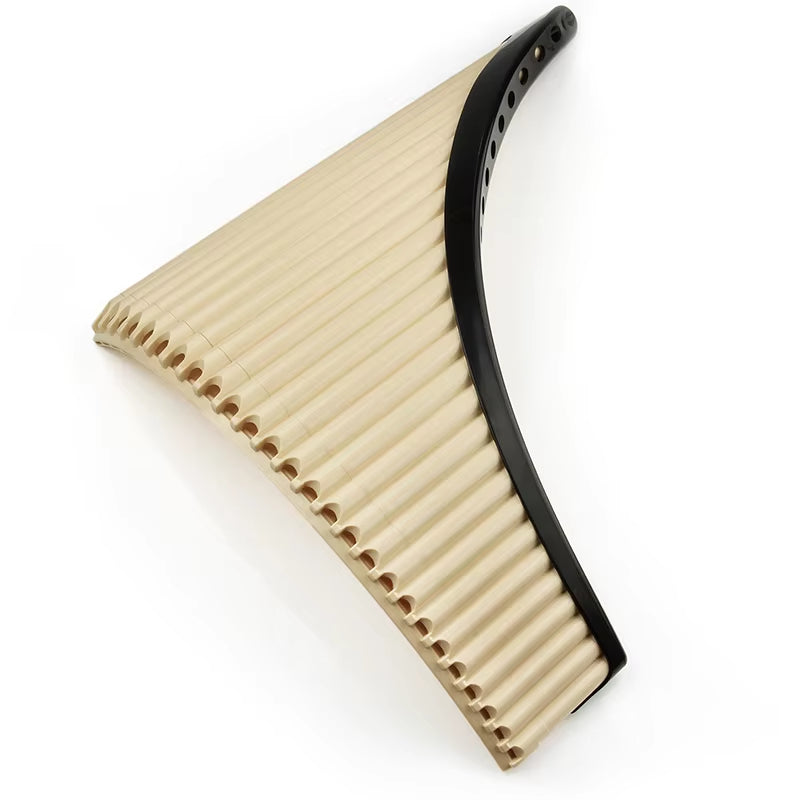 Curved beige and black plastic hair comb for 26-Pipe Pan Flute with bag