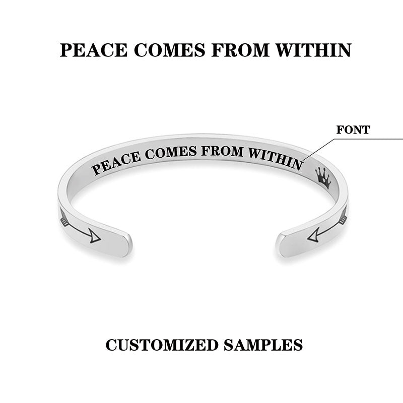 Adjustable Stainless Steel Spiritual Bracelet with Personalized Engraving