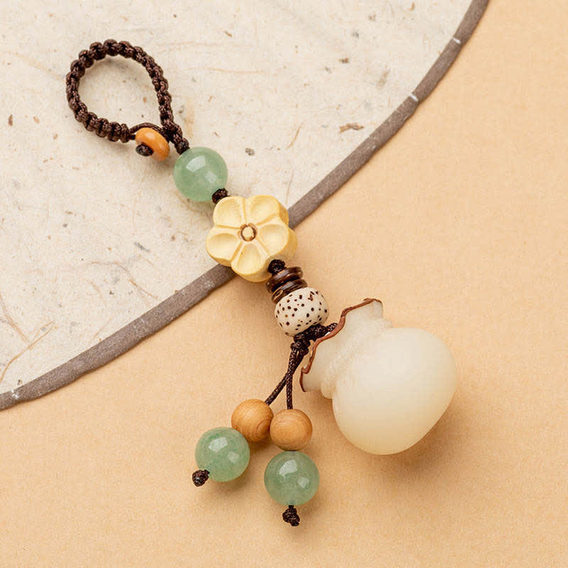 Natural Bodhi Seed Prosperity Money Bag Keychain