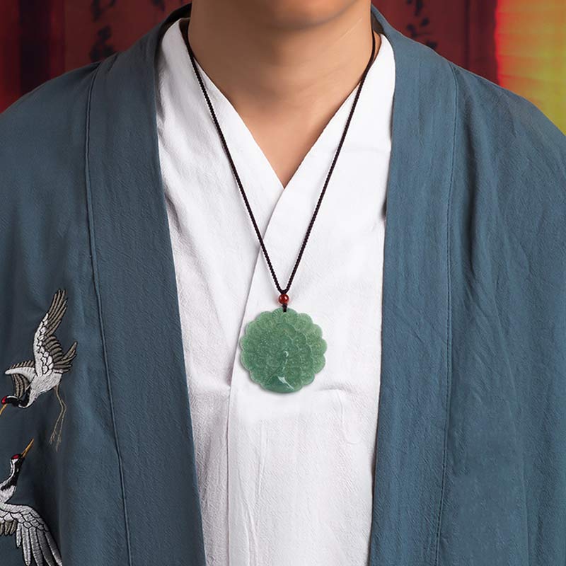 Natural Jade Peacock Luck Prosperity Necklace