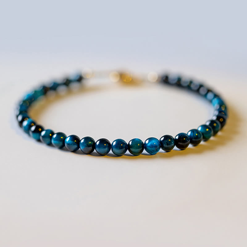 4mm Blue Tiger Eye Protection Chain Bracelet