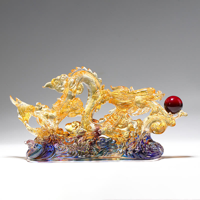 26cm Liuli Dragon Spiritual Statue for Protection & Strength