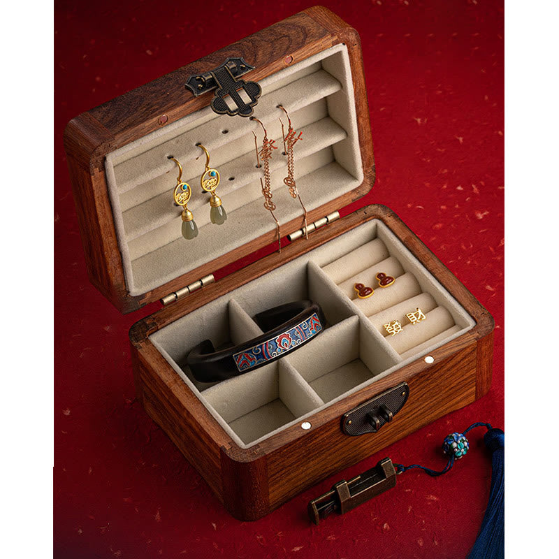 Rosewood Jewelry Storage Box with Floral Pattern | Zen Decor