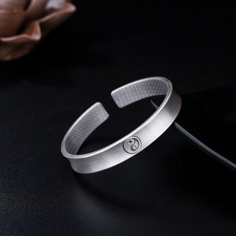 999 Sterling Silver Yin Yang Auspicious Clouds Bracelet