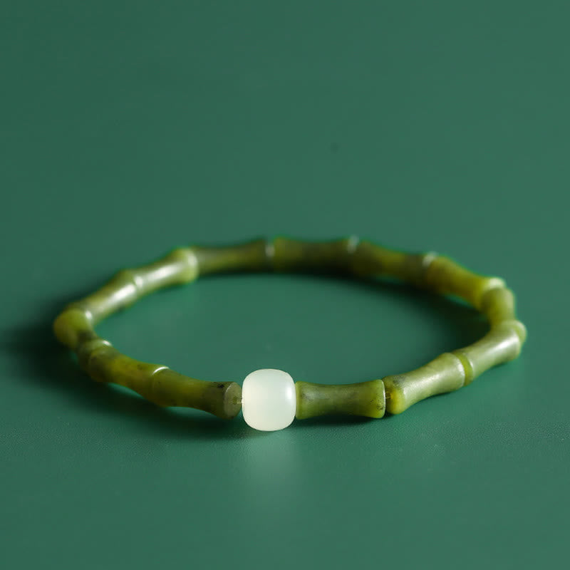 Green Bamboo Jade Luck Bracelet for Abundance & Growth