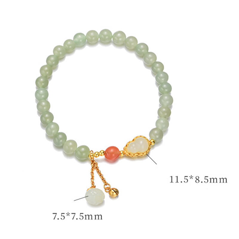 Hetian Jade Lotus Abundance Luck Bracelet 925 Silver
