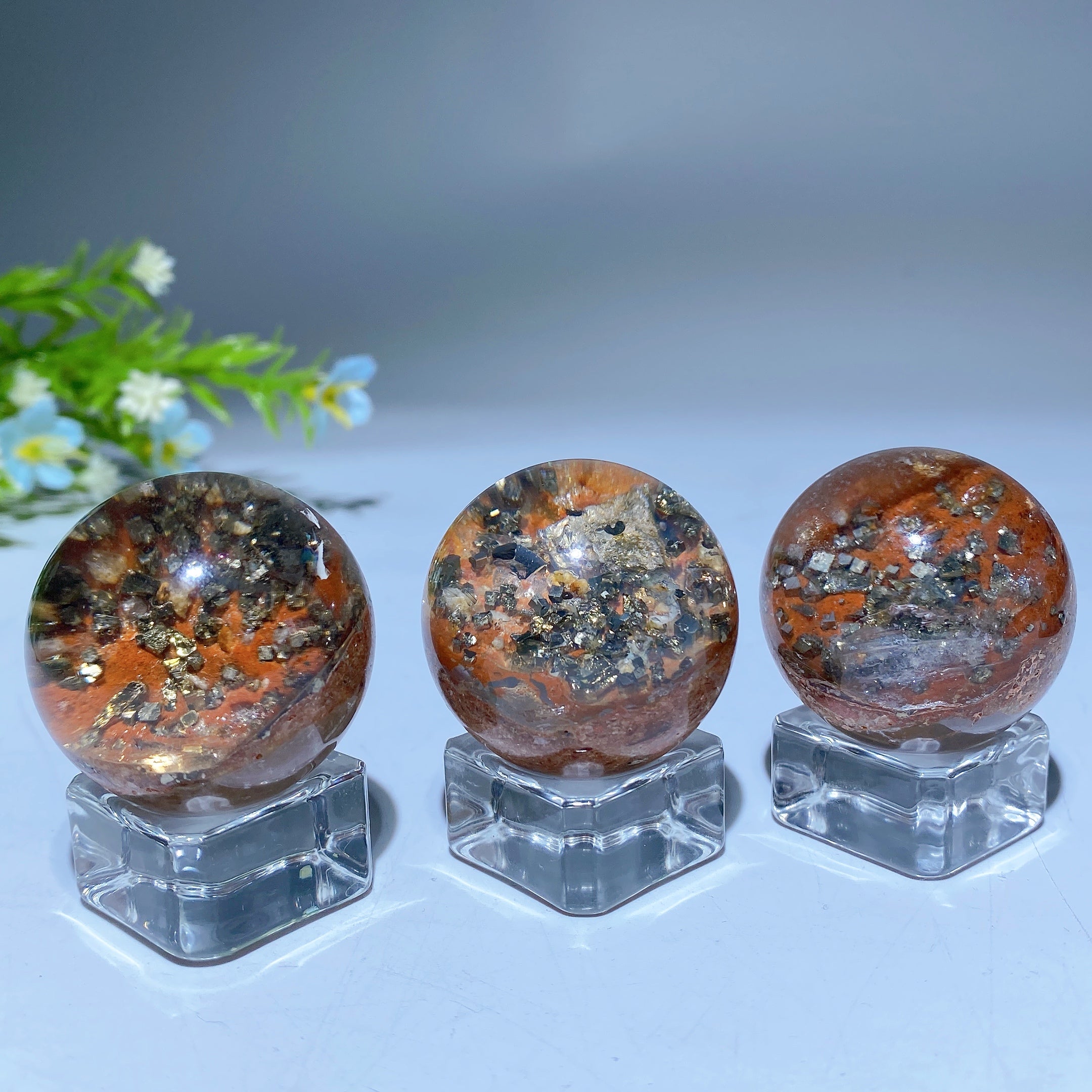 28-50mm Pyrite Quartz Crystal Sphere for Healing