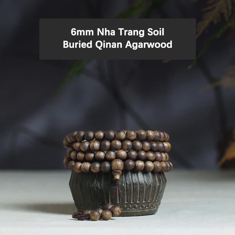 108 Mala Beads Agarwood Bracelet for Balance & Strength