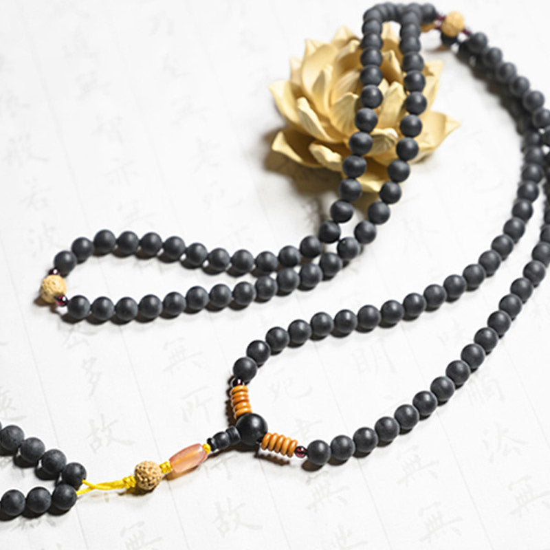 8mm Bodhi Seed Mala Bracelet with Cypress Red Agate