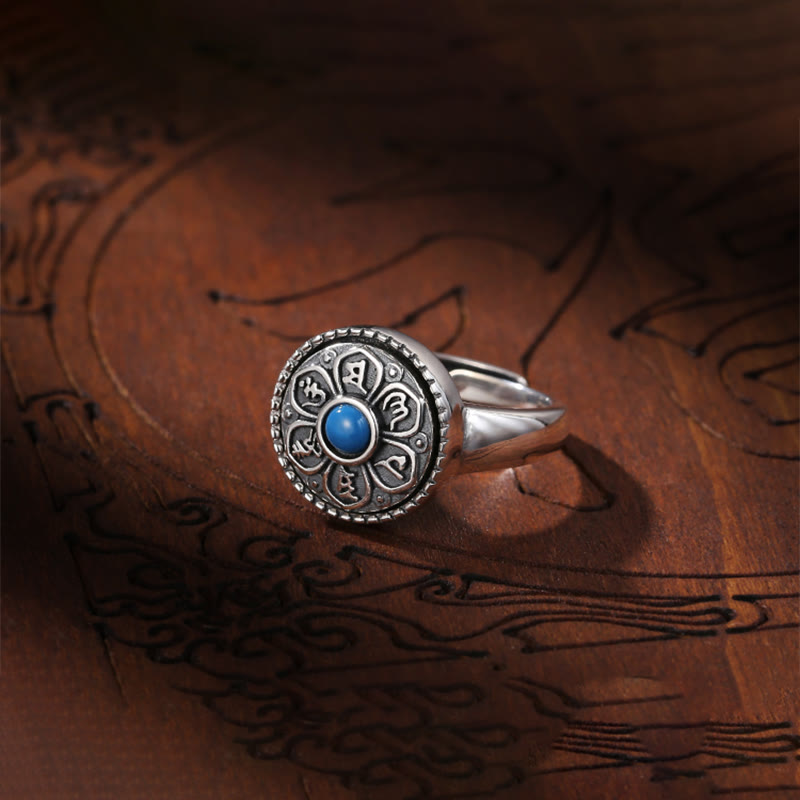 Adjustable Copper Om Mani Padme Hum Ring Spiritual Peace
