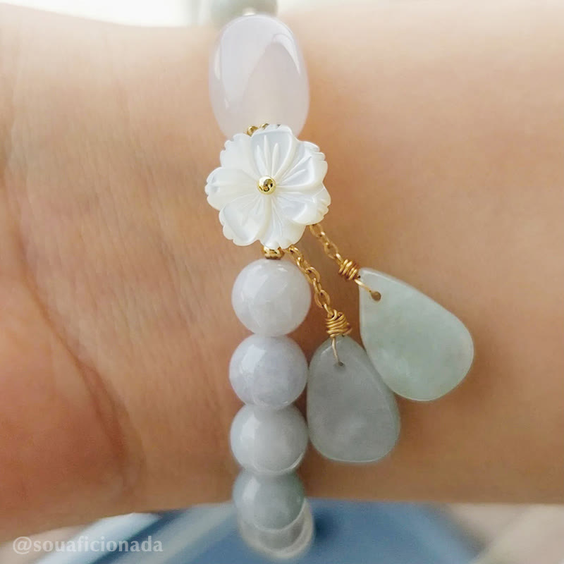 White Jade Luck & Protection Bracelet 7.5mm Beads