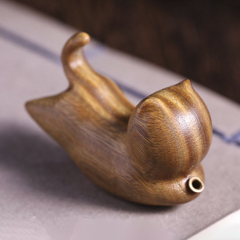 Green Sandalwood Cat Incense Burner 5.6cm Soothing Decoration
