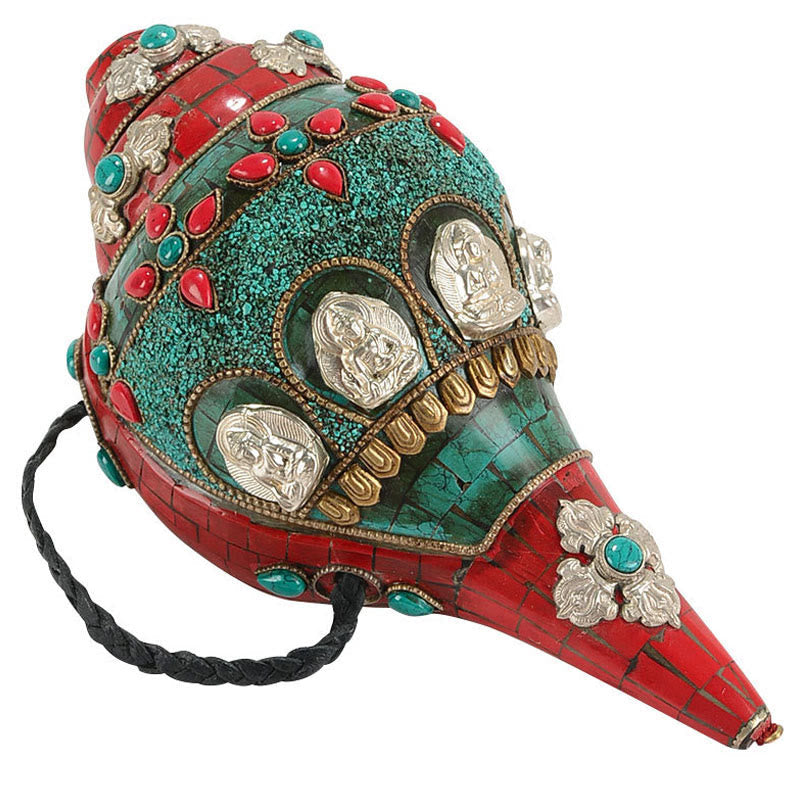 Tibetan Turquoise Shankha Conch Shell Zen Positive Decoration