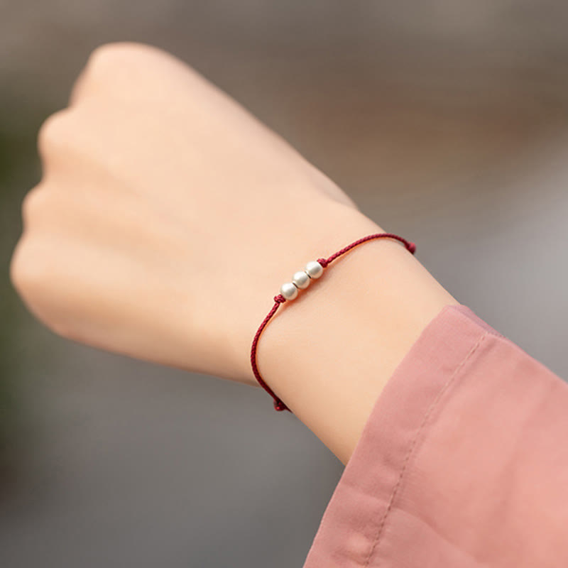 925 Sterling Silver Red String Protection Bracelet Anklet