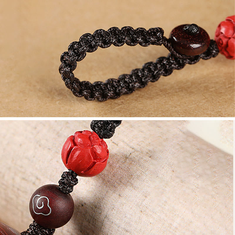 Lucky Cat Paw Wood Protection Key Chain with Red, Green & Ebony Sandalwood