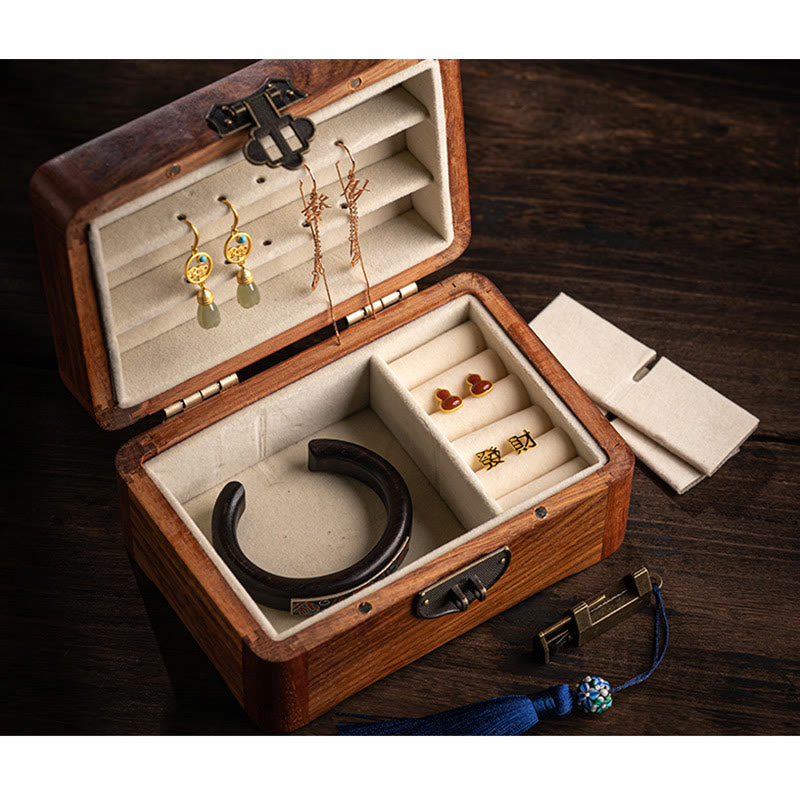 Rosewood Jewelry Storage Box with Floral Pattern | Zen Decor