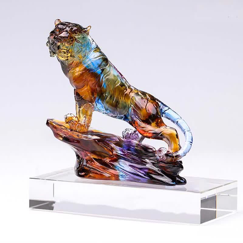 Handmade Liuli Crystal Tiger Art Piece | Protection Decor