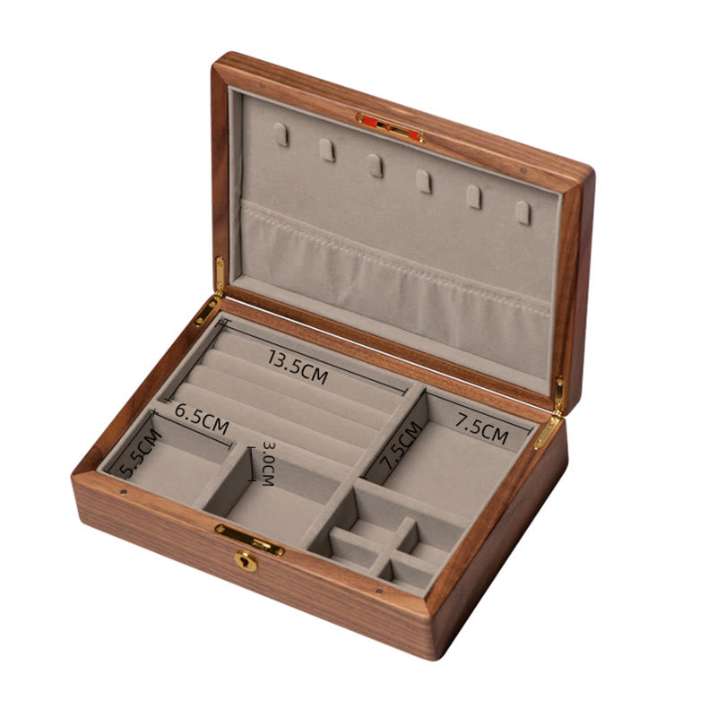Vintage Handmade Black Walnut Wood Jewelry Storage Box