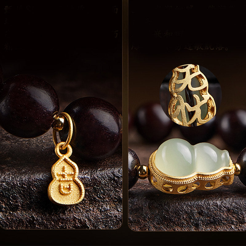 Small Leaf Red Sandalwood Jade Bracelet for Calm & Protection