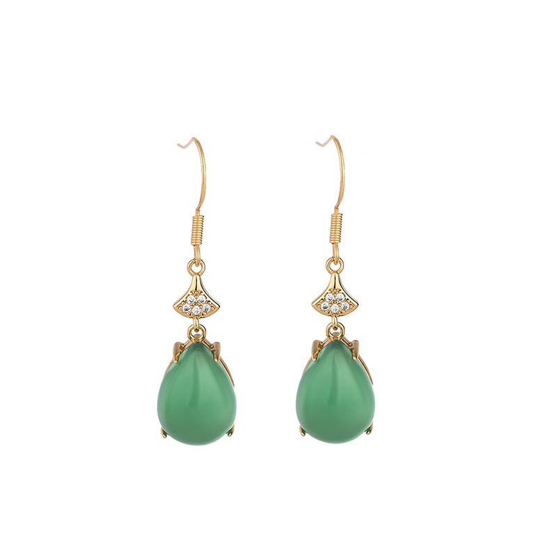 42mm Cyan Jade Drop Earrings for Success & Positive Energy