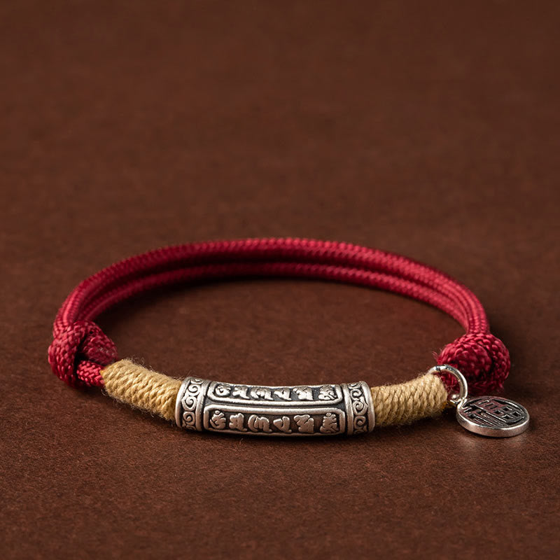 999 Sterling Silver Om Mani Padme Hum Luck Bracelet