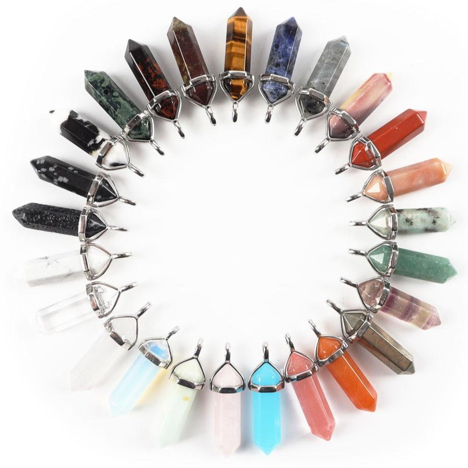 Hexagonal Chakra Pendant - Natural Gemstone Healing Crystal Necklace