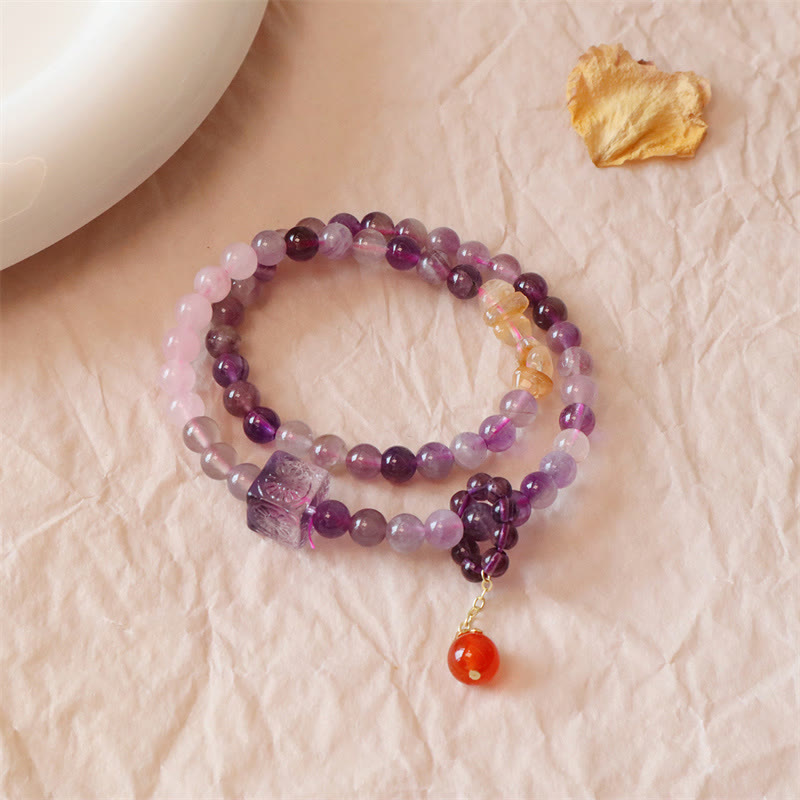 Amethyst Citrine Double Wrap Bracelet for Positive Transformation
