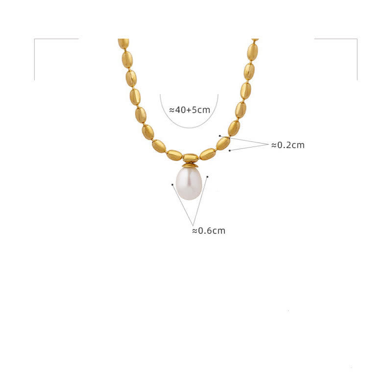 Pearl Necklace Peace Pendant | Calming Titanium Steel Chain
