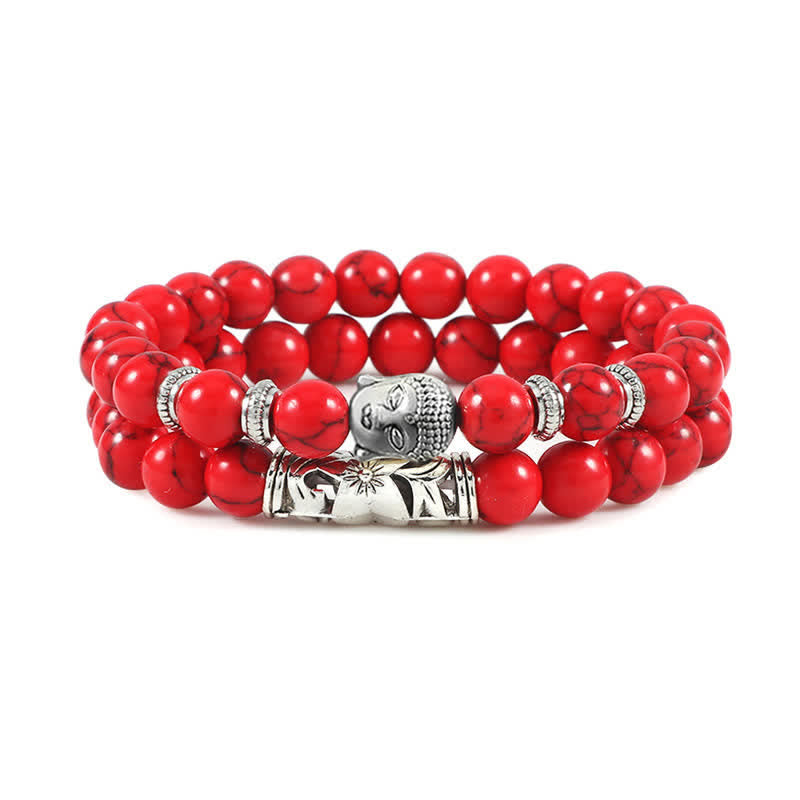 Unisex Tiger Eye & Red Turquoise Protection Bracelet Set