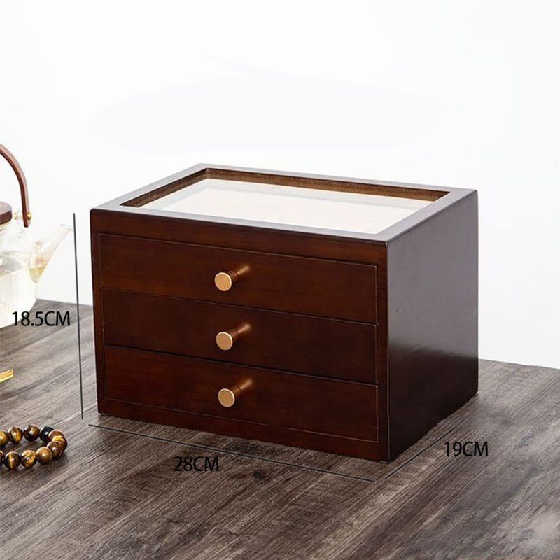 Three Layers Solid Wood Jewelry Box with Drawer | Spiritual Storage