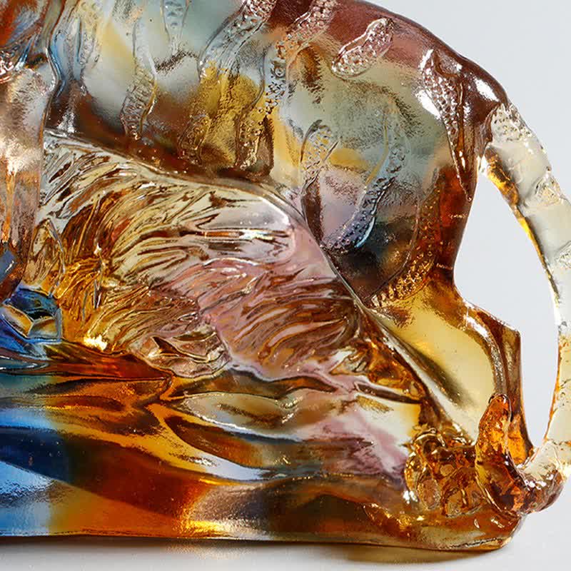 Handmade Liuli Crystal Tiger Art Piece | Protection Decor