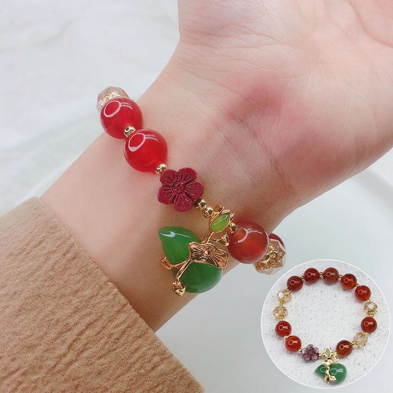 10mm Natural Red and Green Agate Confidence Bracelet