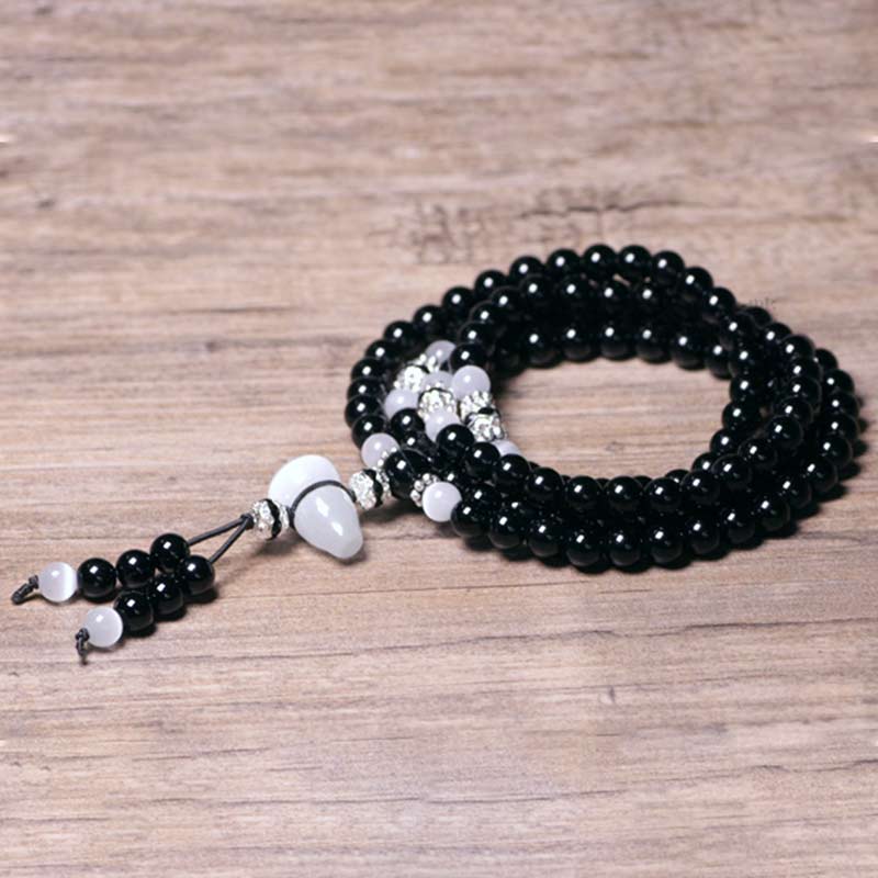 6mm Black Onyx and Clear Quartz Meditation Bracelet