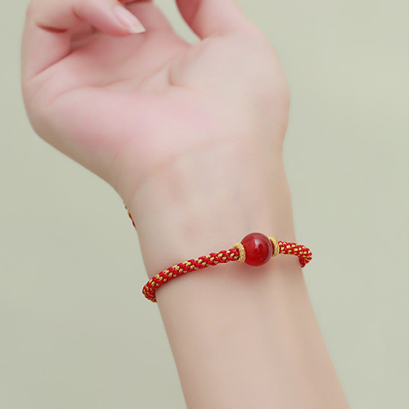Handmade Red Agate Amethyst Calm Braided Bracelet