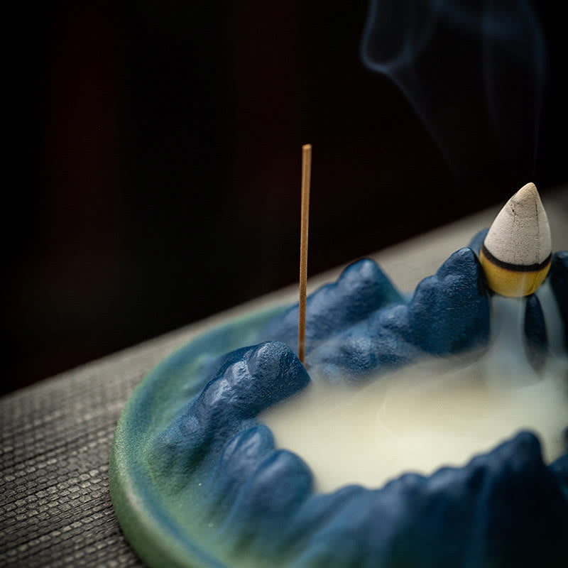 Creative Ceramic Mountain River Backflow Incense Burner