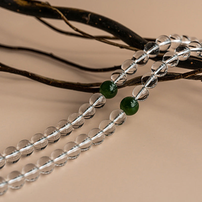 108 Beads White Crystal Jade Gemstone Mala Bracelet for Meditation