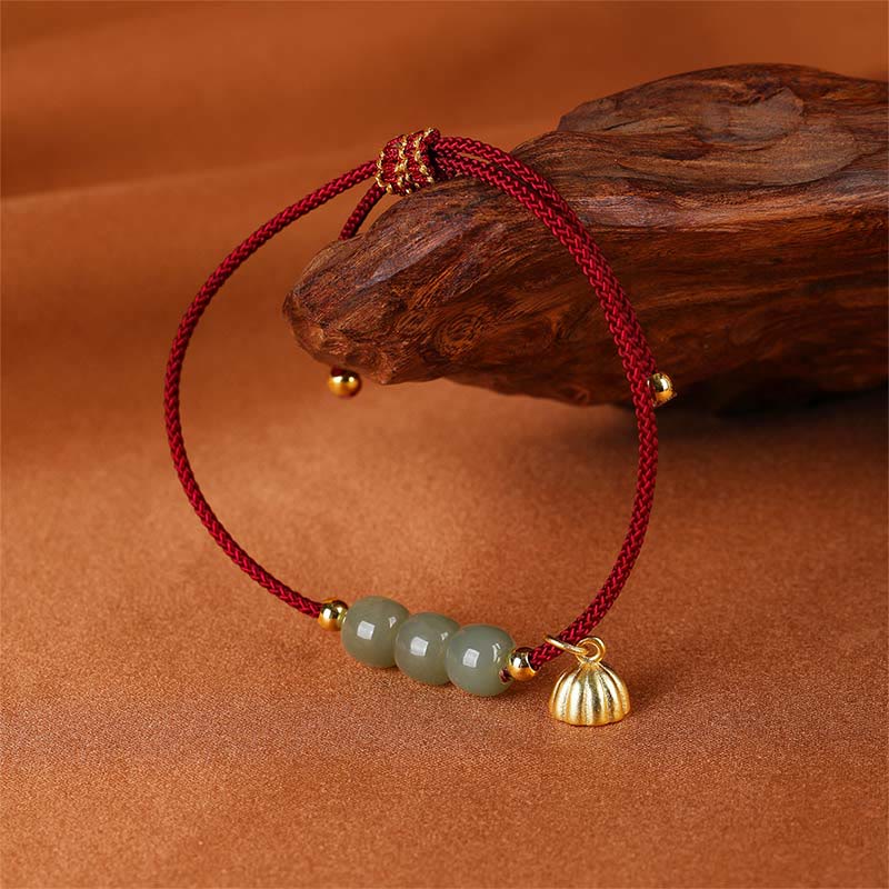 Hetian Jade Bracelet with Lotus Pod for Prosperity & Luck