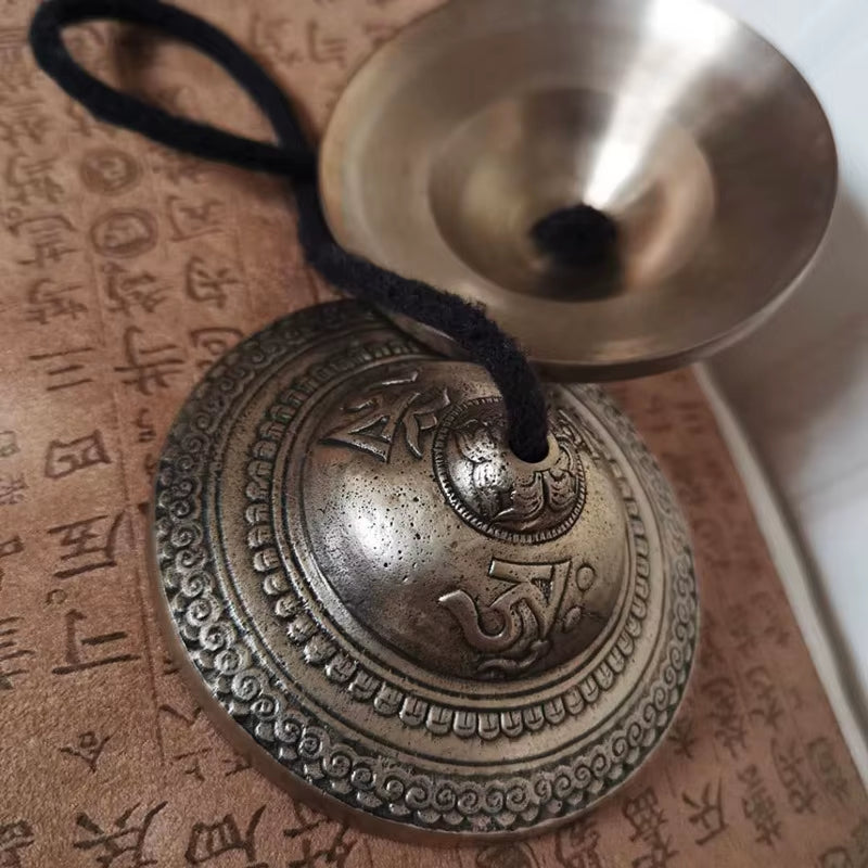 Nepal Handmade Tinkle Bell Large Brass Tibetan Music Bells Sound Healing Yoga Meditation Tinsha Bell Percussion Children Gifts