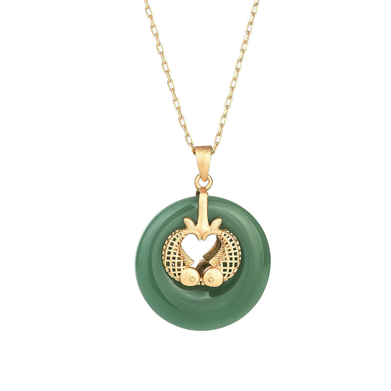 Cyan Jade Koi Fish Luck Necklace for Success & Harmony