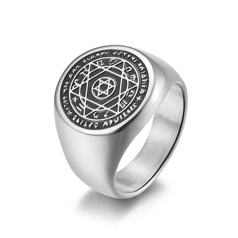 Titanium Steel Star of David Zodiac Protection Ring