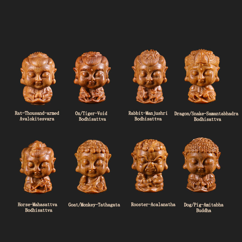Green Sandalwood Chinese Zodiac Buddha Decoration