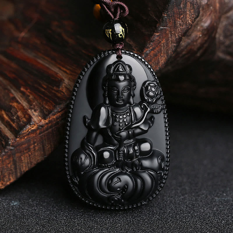 Chinese Zodiac Black Obsidian Purification Necklace