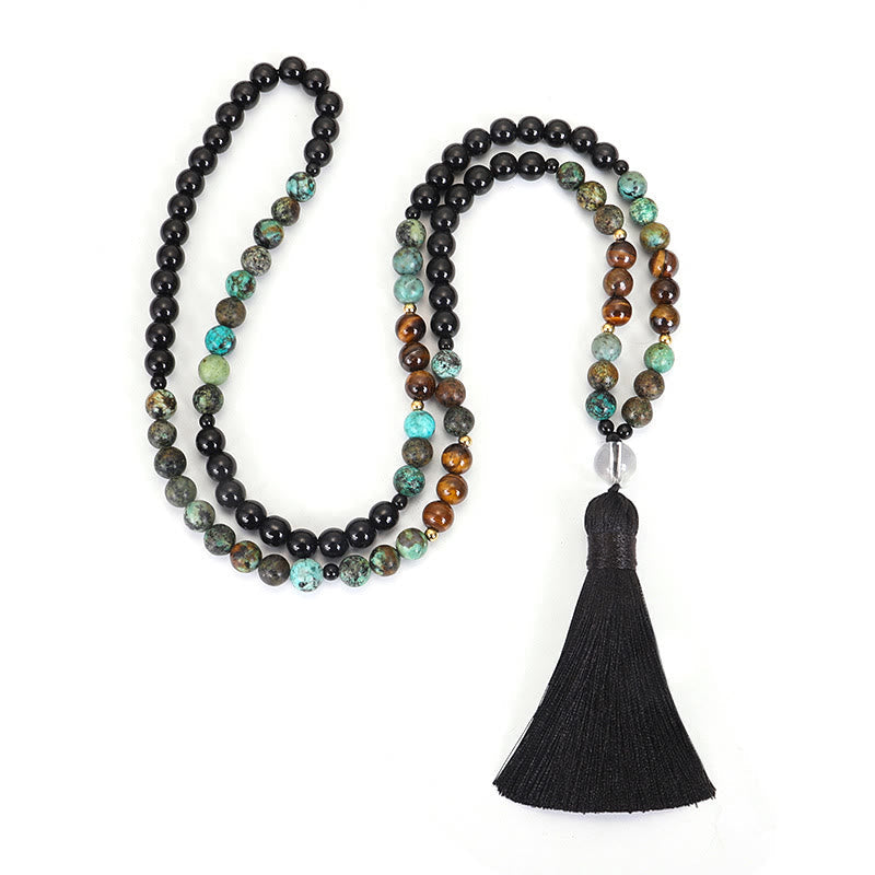 108 Bead Tiger Eye Turquoise Gemstone Mala Bracelet